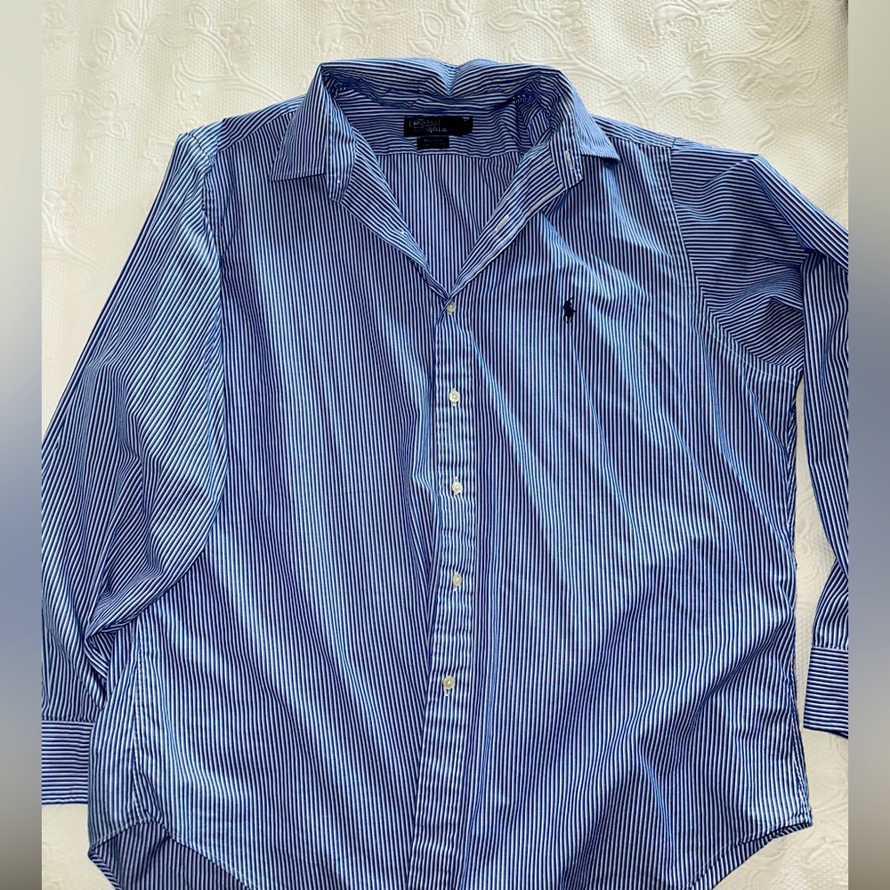 Sharp Ralph Lauren Polo dress shirt - blue striped.